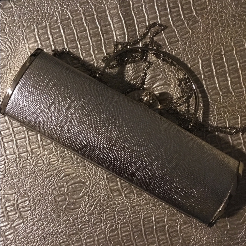 Silver formal clutch